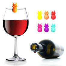 6 шт силиконовый маркер на стакан для вина дизайн ананаса для напитков амулеты этикетка 2024 - купить недорого