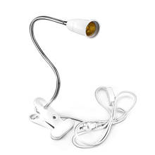 Suporte para lâmpada de mesa com tomada 360 graus, flexível, e27, com fixador para pescoço de ganso, com interruptor liga/desliga, para casa, planta