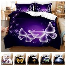 Conjunto de cama 2/3 pçs 2021, estampa de borboleta digital 3d, capa de edredom, casal, integral, queen king 2024 - compre barato