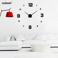 Muhsein 2021 New 3D Wall Clock Modern Design Quartz Clocks Fashion Shiny Mirror Watches Wall Sticker Clock Decor Room&Office 2024 - buy cheap