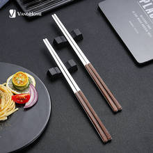 VandHome 5 шт./компл. 304 палочки для еды из нержавеющей стали набор корейских палочек для еды с пластиковой ручкой многоразовые палочки для суши багет еды 2024 - купить недорого