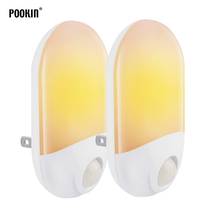 Luz noturna led com sensor de movimento, lâmpada noturna com sensor pir para crianças, para sala de estar, de cabeceira, com ligamento/desligamento automático, 110v 220v, eua, ue, ru 2024 - compre barato