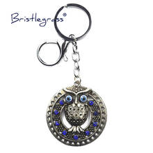 BRISTLEGRASS Turkish Blue Evil Eye Owl Badge Car Key Chains Ring Holder Keychain Lucky Charm Hanging Pendant Blessing Protection 2024 - buy cheap
