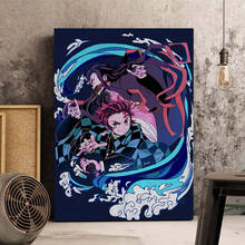 Decoração de parede de anime demon slayer, arte de parede para pendurar, cartaz de parede 2024 - compre barato