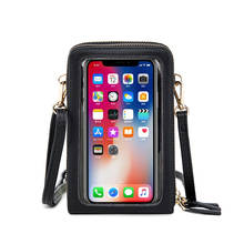 Кожаный кошелек для смартфона, сумка на плечо, женская сумка для Iphone, клатч, мессенджер, держатель для карт, кошелек для сотового телефона с сенсорным экраном 2024 - купить недорого