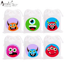 Monsters Theme Party Bags Candy Bags Gift Bags Circular Monster Decorations Baby Shower Event Birthday Party Container Supplies 2024 - buy cheap
