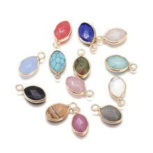 Natural Stone Pendants Egg Shape Faceted Crystal Agates Amazonites Stone Charms for Jewelry Making Necklace Bracelet Gift DIY 2024 - buy cheap