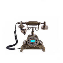 Resina natural retro telefone fixo moda velha botão dial telefone com identificação do chamador, alto-falante, sistema duplo fsk/dtmf, retroiluminado 2024 - compre barato