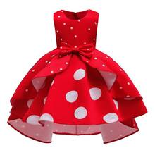 Платье для девочек с бантом в горошек ретро детское платье принцессы Рождественский костюм 2021 Новогоднее платье 2-10 лет детская одежда 2024 - купить недорого