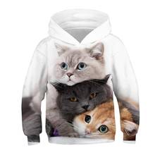 2021 Fashion Cat Hoodies Teen Girls Boys 3D Printed Hooded Sweatshirt Children Hoodie Loose Pullover Autumn Kids Clothes Streetw 2024 - buy cheap