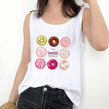 Camiseta con estampado de Donut para mujer, remera Sexy sin mangas, playeras para mujer, ropa Harajuku informal holgada sin mangas 2024 - compra barato