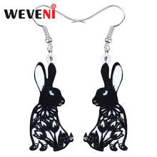 WEVENI Acrylic Black Easter Paper Cutting Hare Rabbit Bunny Earrings Long Animal Dangle Drop Jewelry For Women Kids Classic Gift 2024 - buy cheap