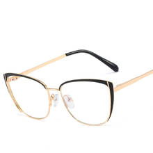 Montura de gafas de Metal con forma de ojo de gato para hombre y mujer, gafas ópticas de moda para ordenador, espejo plano, 48286 2024 - compra barato