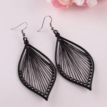 Pendientes colgantes de hojas negras grandes para mujer, aretes de moda de fiesta, accesorios exquisitos, regalo de joyería 2024 - compra barato