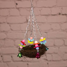 Parrot Bird Small Pet Toy Rattan Bird Nest Bite Swing Stand Birdcage Accessories Hanging Basket Grass Nest 2024 - buy cheap