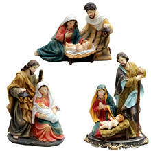 Conjunto de estátua do natal de jesus, estátua da mandíbula do bebê, estatuetas de berço de natal, ornamentos de miniaturas para igreja, presente, decoração para casa 2024 - compre barato