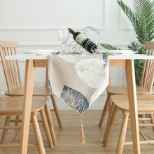 Toalha de mesa estampada com folhas, toalha de mesa decorativa de linho e algodão com tecido zen para chá e sala de estar 2024 - compre barato