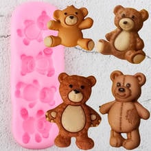 3D Детские медведи, силиконовые формы, «сделай сам», для вечеринки, для кекса, топпера, помадки, инструменты для украшения торта, полимерная глина, конфеты, шоколад, формы для мастики 2024 - купить недорого