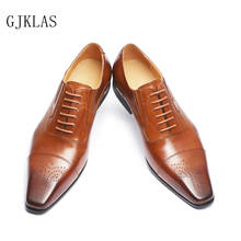 Sapatos sociais masculinos de couro, sapatos clássicos de festa em estilo brogue para homens, com cadarço, para trabalho e escritório 2024 - compre barato