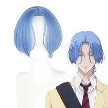 Peluca de pelo corto de Anime para hombres y mujeres, Pelo Corto con degradado azul, resistente al calor, estilo Infinity Langa, modelo SK8, C28M122 2024 - compra barato