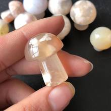 MOKAGY 17mm-20mm Hand Carving Natural Flower Agate Crystal Mushrooms for Gift 2pc 2024 - buy cheap