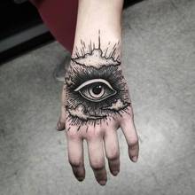 Tatuajes falsos de ojos 3D negros para manos, brazo y cuerpo, calcomanías Flash impermeables, pegatinas de tatuajes temporales, tatuajes geniales, hombres y mujeres 2024 - compra barato