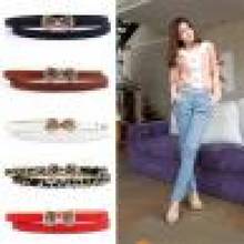 Fashion Women's Faux Leather Thin Narrow Bowknot Waist Belt Waistband Strap 2024 - buy cheap