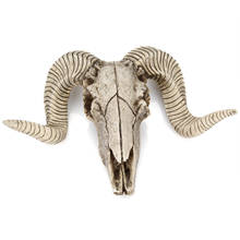 Escultura 3D de cabeza de oveja para colgar en la pared, figuritas artesanales de cabeza de cráneo y Animal Longhorn, adornos para decoración del hogar, resina creativa 2024 - compra barato