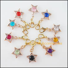 10Pcs KC Gold Plated Mixed Crystal Star Charms With Lobster Claw Clasps 15x17mm 2024 - buy cheap