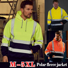 Hi-viz jaqueta masculina de lã polar, refletora, alta visibilidade, ansi classe 3, com capuz, leve, fundo preto 2024 - compre barato