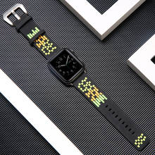 Ремешок для часов Apple Watch 1, 2, 3, 4, 5, 38, 40, 42, 44 мм, с вышивкой, кожаный ремешок для Apple iWatch 2024 - купить недорого