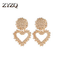 ZYZQ-pendientes de joyería exquisita para mujer, aretes con superficie rugosa, corazón hueco, regalo de cumpleaños, superventas 2024 - compra barato