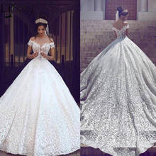 Dubai Bridal Wedding Dresses 2019 Robe De Soiree Appliques Bridal Gown Royal Train Elegant Custom made vestido de noiva 2024 - buy cheap