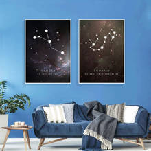 Constelações arte da parede moderna pintura em tela do zodíaco astrologia sinal preto e branco cartazes impressão nordic crianças decoração fotos 2024 - compre barato