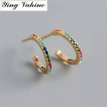 ying Vahine New Arrival 100% 925 Sterling Silver Multicolor Mini Zircons Semicircle Half-round Stud Earrings for Women 2024 - buy cheap