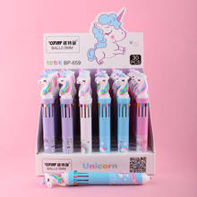30 pcs/lot Cartoon Rainbow Unicorn10 Colors Ballpoint Pen Cute press ball pens School Office writing Supplies Stationery Gift 2024 - buy cheap