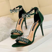 BIGTREE Women Shoes Sexy Pumps Ladies Shoes Open Toe Women Sandals Women Rhinestone High Heels Female Stiletto Zapatos Mujer 2024 - buy cheap