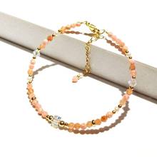 Lii ji 3mm rhodochrosite pérola de água doce contas cristal austríaco espumante pulseira americano 14k ouro cheio 17 + 3cm 2024 - compre barato