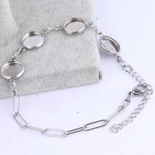 2pcs stainless steel fit 10mm round cabochon bracelet base setting blanks diy bezel chain bracelets making findings 2024 - buy cheap