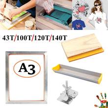A3 Screen Printing Kit Aluminum Frame Stretched With 120M/350M Mesh, Hinge Clamp, Emulsion Scoop Coater, Squeegee Board Set 2024 - купить недорого
