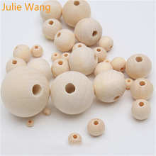 Julie Wang-Cuentas de madera sin terminar, bola Natural redonda, espaciador de madera, para collar, pulsera, Accesorio para hacer joyas, 4-16mm 2024 - compra barato