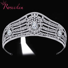 Baroque CZ Tiara Crown zircon Pageant Tiaras Diadem Wedding Hair Accessories RE4199 2024 - buy cheap