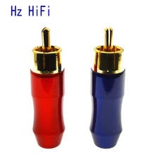 Plug rca macho banhado a ouro, 4 peças, alta qualidade, vermelho, azul, conectores de fio de lótus, adaptador de áudio 2024 - compre barato