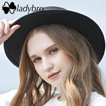 Ladybro-Sombrero plano de lana de imitación para hombre y mujer, sombrero de fieltro con ala ancha, sombrero femenino 2024 - compra barato