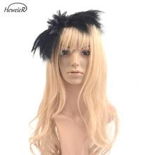 Grampo de cabelo fascinator, prendedor de cabelo das mulheres da moda, preto/branco, com pena de coquetel de flor, acessório de cabeça feito à mão para festa de casamento 2024 - compre barato