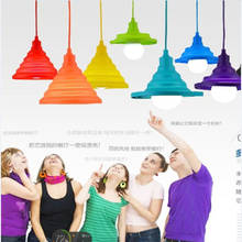 Luminária pendente de gel de sílica dobrável, luz e27 branca preto rosa vermelho bule cinza amarelo verde, luz para iluminação pendente