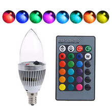 E14 3w rgb pode ser escurecido colorido vela lâmpada do hotel barra café atmosfera lâmpada de controle remoto led spotlight noite lâmpada AC85-265V 2024 - compre barato