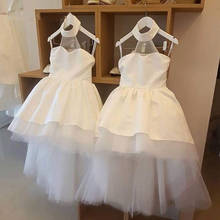 New Ivory White Princess Flower Girl Dress Satin Tulle Halter Neck Girls Dress for Wedding Kids Celebrity Dress 2024 - buy cheap