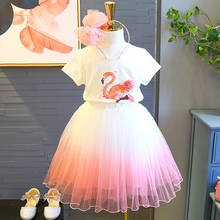 2021 Summer Girls' Clothing Sets Elegant Princess Girl Animal T-Shirt +Gauze Dress 2PCS Suit Kids Clothes Set Children Clothing 2024 - buy cheap