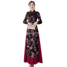 2021 женское атласное платье aodai, вьетнамская одежда, чонсам, вьетнамское платье aodai, традиционное китайское платье, платье чонсам 2024 - купить недорого